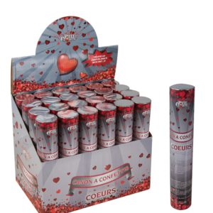 Canon ‡ confettis - 20 cm - cúur mÈtal rouge - vendu au prÈs. de 24 - prix unit.
