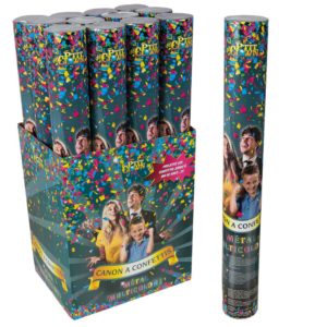 Canon ‡ confettis - 40 cm - mÈtal multicolore - vendu au prÈs. de 12 - prix unit.