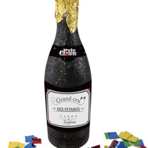 Bouteille lance confettis pailletÈe - 32 cm - noir - contenu mÈtal multicolore