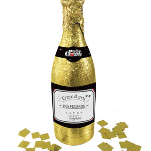Bouteille lance confettis pailletÈe - 32 cm - or - contenu mÈtal or