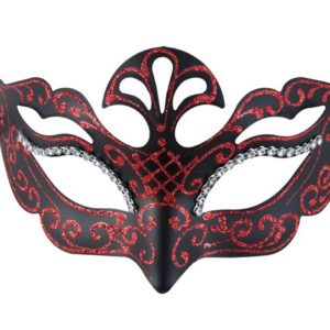 Loup vÈnitien plastique - noir et rouge