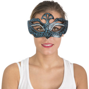 Loup vÈnitien plastique - noir et turquoise