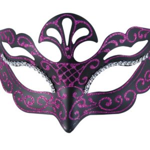 Loup vÈnitien plastique - noir et fuchsia
