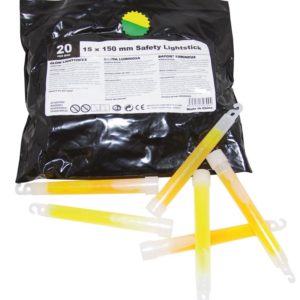 B‚ton lumineux 15 cm pour lampion - jaune et vert - sachet de 20