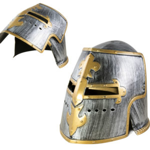 Casque de chevalier or et gris adulte - plastique