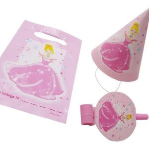 Sachet go˚ter princesse rose - 4 chapeaux, 4 sans gÍnes et 4 sachets plastique