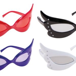 Lunettes plastique - papillon - couleurs assorties (noir, rouge, violet et blanc)