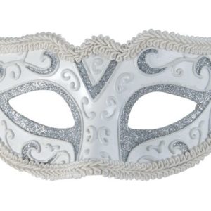 Loup vÈnitien papier - blanc et argent