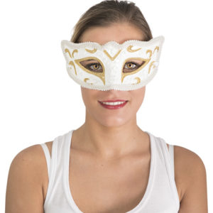 Loup vÈnitien papier - blanc et or