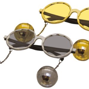 Lunettes plastique - disco avec boules ‡ facettes - or et argent