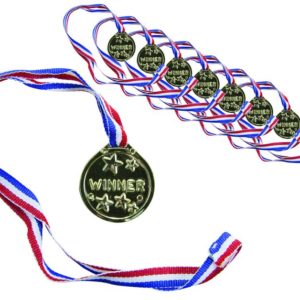 MÈdaille dorÈe avec ruban tricolore - plastique - sachet de 8