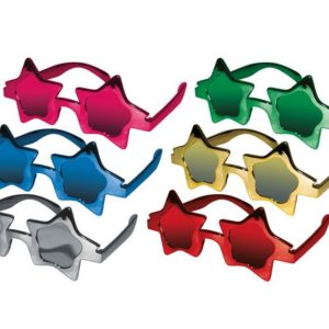 Lunettes plastique mÈtallisÈ - Ètoiles - 6 couleurs assorties