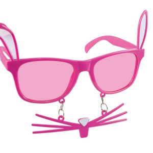 Lunettes plastique - lapin rose avec moustache