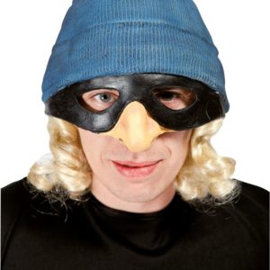 Masque adulte souple 1/2 visage cambrioleur avec cheveux