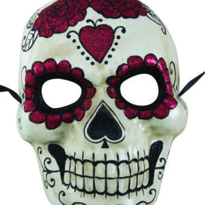Masque adulte papier machÈ - Day of the dead - blanc et rouge