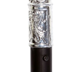 Canne noire avec pommeau argent dÈcorÈ - 92 cm