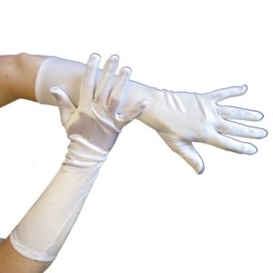 Gants longs - 40 cm - blanc satinÈ - la paire
