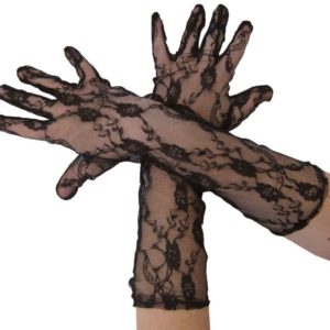 Gants longs - 40 cm - dentelle noire - la paire
