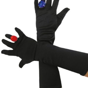 Gants longs - 40 cm - noir satinÈ - la paire
