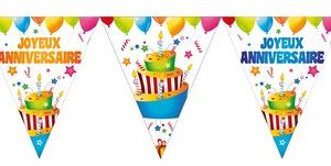 Guirlande - 15 fanions "joyeux anniversaire" - 26.50 cm x 6 m