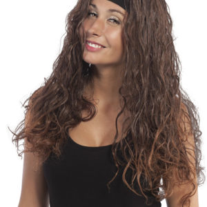Perruque NOEMIE - longue frisÈe avec bandeau - marron