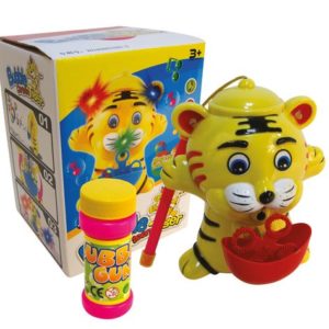 Machine ‡ bulles sonore et lumineuse avec liquide (50 ml) - h.14 cm - tigre