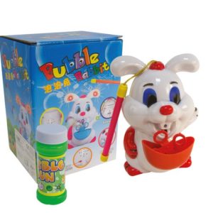 Machine ‡ bulles sonore et lumineuse avec liquide (50 ml) - h.14 cm - lapin