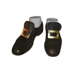 Boucles de chaussures en mÈtal avec Èlastique - simili cuir - noir et or
