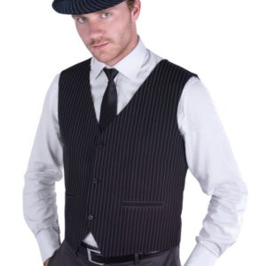 Gilet sans manches - tissu noir rayures blanches - L/XL