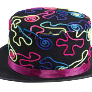 Chapeau feutre HDF adulte - noir avec cordon fluo