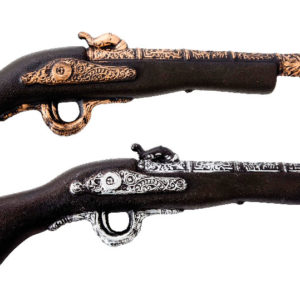 Pistolet de pirate - 42 cm - plastique or et argent assorti - l'unitÈ