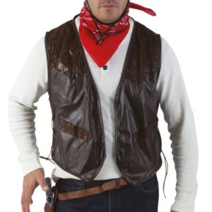 Gilet sans manches - simili cuir marron - taille unique