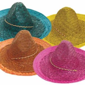 Chapeau paille sombrero adulte - couleurs assorties