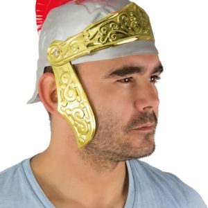 Casque de romain or et argent avec crÍte rouge adulte - plastique