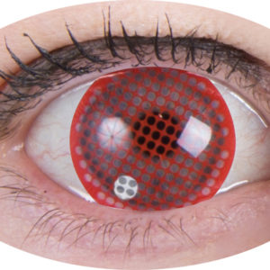 Lentilles de contact fantaisie - grillage rouge - la paire - PRIX NET