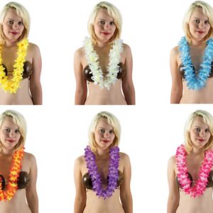 Collier hawaÔen luxe - 6 couleurs assorties - 50 cm - fleurs dia 8 cm