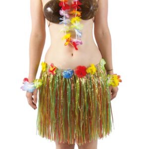 Jupe hawaÔenne 40 cm - ceinture ‡ fleurs - multicolore