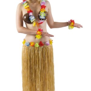 Jupe hawaÔenne 80 cm - ceinture ‡ fleurs - beige