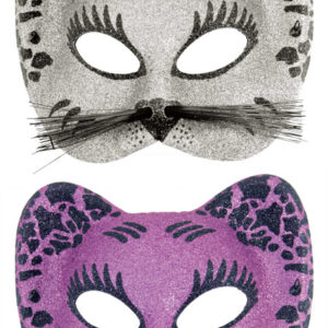 Loup tissu pailletÈ chat avec moustache - 2 couleurs assorties