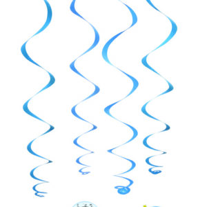 DÈcoration plastique et carton ‡ suspendre - sachet de 4 - bleu - h. 72 cm