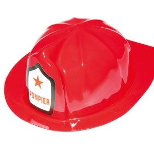 Casque de pompier rouge - adulte - plastique