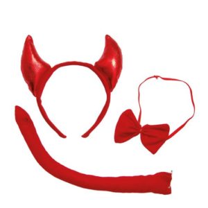 Set de diable - serre-tÍte, queue et núud papillon - rouge