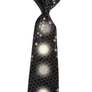 Cravate sequins avec Èlastique lumineuse - noir