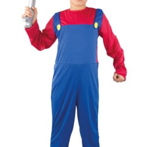 Costume ado plombier rouge et bleu - 140/160 cm - taille unique