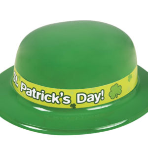 Chapeau plastique melon adulte - St Patrick avec bande de trËfles