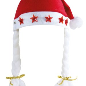 Bonnet de MËre NoÎl lumineux Ètoiles rouges (piles incluses)