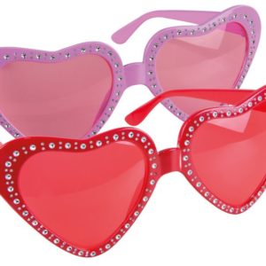 Lunettes plastique - cúur - couleurs assorties (rose et rouge)