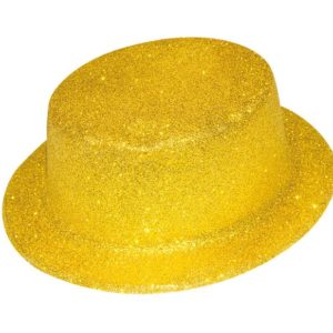 Chapeau plastique HDF adulte - bords arrondis - paillettes - or