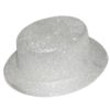 Chapeau plastique HDF adulte - bords arrondis - paillettes - argent