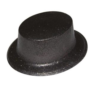 Chapeau plastique HDF adulte - bords arrondis - paillettes - noir